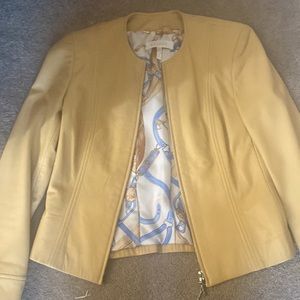 Escada women’s tan leather zip jacket , great condition size 36 or 6